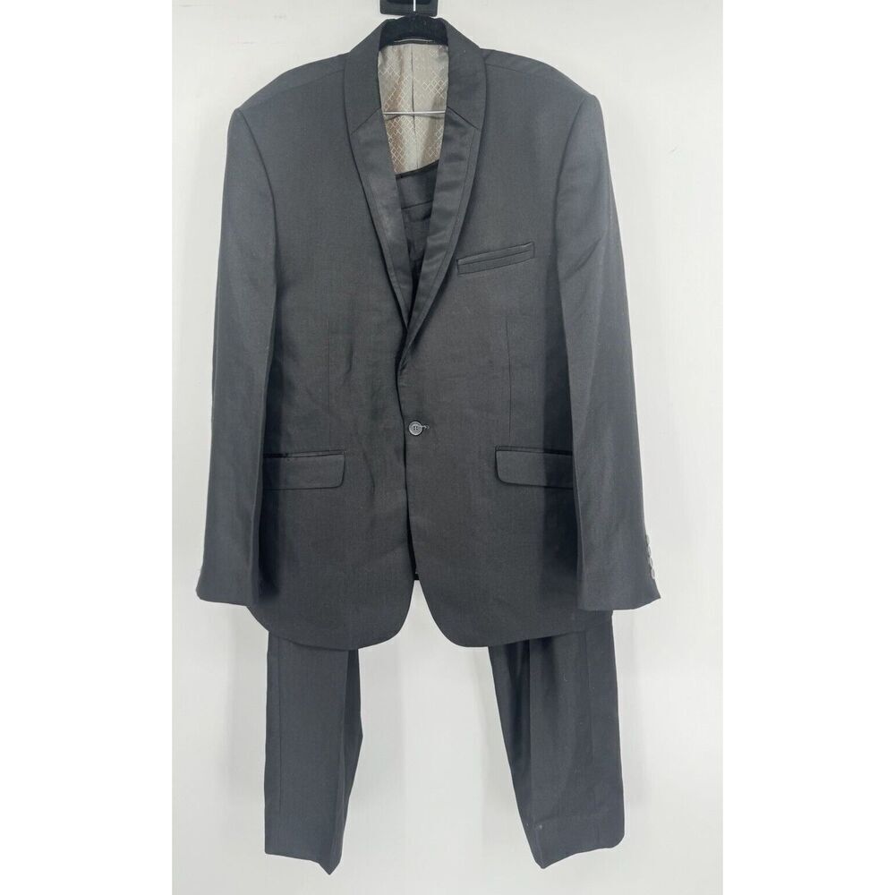 Louis Philippe Suit Formal Tuxedo Jacket Pants Graphite Black see measurements